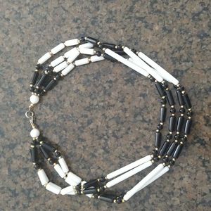 Vintage white and black choker style necklace